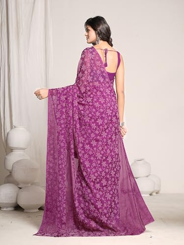 Image of Garden Vareli Lock Chiffon Floral Saree