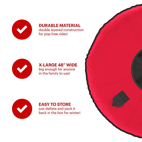 Heavy Duty Snow Tube For Adults - Large 48" Extra Durable Snow Tubing Winter Toy For Ski Mountains - Thick Vinyl Cover For Non-Pop Non-Stop Sledding (1 Pack) #TOP5