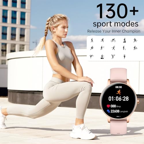 Image of Smart Watch for Women, 1.27 inch HD Screen Fitness Tracker, Make /Answer Calls, 2026 Portable Smartwatches, 130+ Sport Modes with Heart Rate /Sleep Monitor, IP68 Waterproof, Fitness Watch for iOS Android