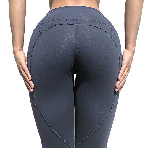 Pantalon De Levage De Hauteur De La Taille Haute De La Taille Des Femmes, Mettez En Surbrillance Les Jambes Longues Sexy, L'aise Ultra-mince Et Soyeuse, Fitness En Cours D'exécution (Bleu-gris,XS) Cover