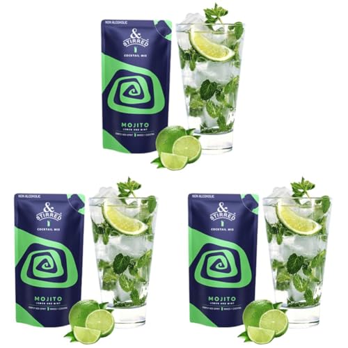 Image of & Stirred Mojito Cocktail Mix - Pack of 18 I Non-Alcoholic Cocktail Mixer I 100% Vegetarian I Made with Real Fruits I No Preservatives I No Artificial Sweeteners I 125ml each x 6