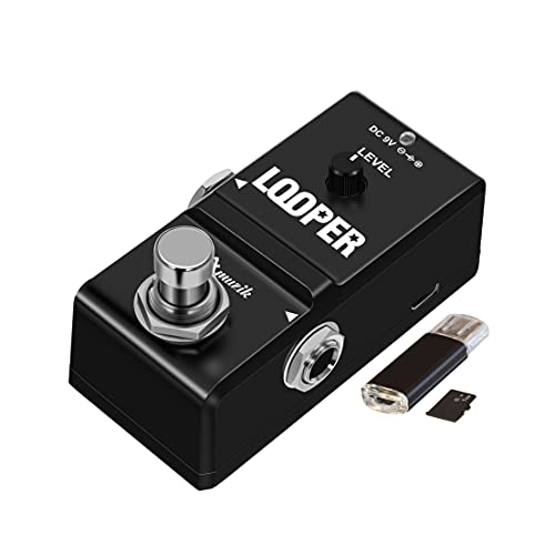 Amuzik Tiny Looper Effect Pedal Loop Pedal For Electric Guitar, Guitar Effects Pedal, 10 Minutes Of Looping Unlimited Overdubs 1G Sd Card Inside Easy And Quick, Black #TOP12