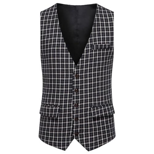 Gilet à carreaux homme costume formel de travail veste débardeur ajustée