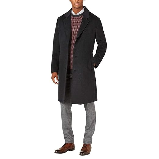 LONDON FOG Men's L19195 Signature Wool Blend Top Coat - Charcoal - 44R