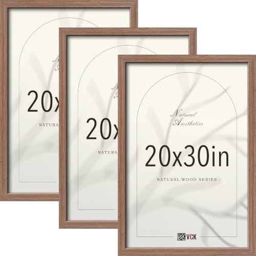 VCK 20x30 Poster Frames Set of 3, Walnut Woodgrain, Wall Hanging