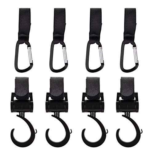 Yarlung 8 Pack Baby Stroller Hooks Clips, Multi Purpose Mommy Bag Hanger for Baby Diaper Bags, Groceries, Clothing, Purse, Convenient Stroller Accessory for Mommy When Jogging, Walking or Shopping
