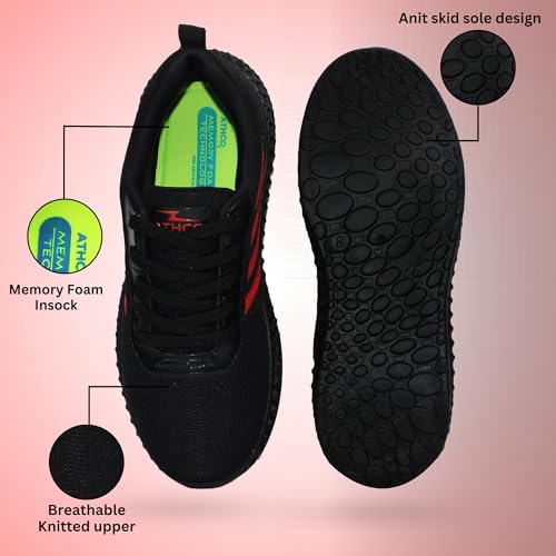 Image of ATHCO mens Kandy Running Shoes for Man Comfortable Men's Sports Shoes with Memory Foam Cushioned Insole Sports Shoes for Men Running Walking Lightweight Gym Shoe for Men Comfortable Stylish & Casual Walking Shoe for Man Anti Slip Gym Footwear