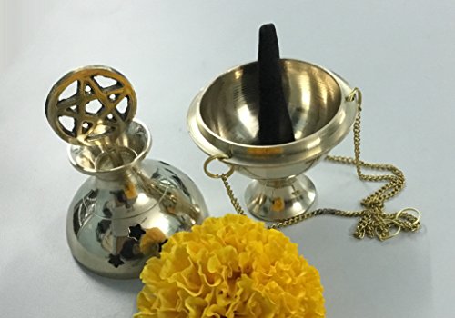 Vrinda® Brass Hanging Incense Burner Pentacle #TOP1