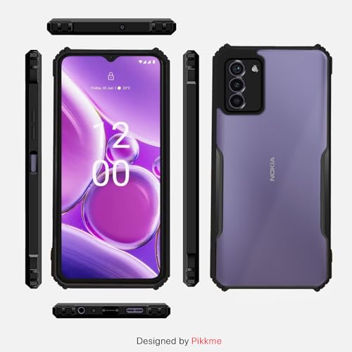 Image of Pikkme Nokia G42 5G Back Cover | Crystal Clear Transparent Back | Ultra Hybrid | Full Camera Protection | Raised Edge | Bumper Back Case (Black)