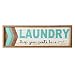 NIKKY HOME Decorative Wood Framed Wall Plaque Laundry Sign Drop your pants here, Blue
