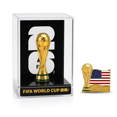 Wagon International Official FIFA World Cup 2026 Edition - 3 Inch 3D Trophy Inside Acrylic Case + 1.5” USA Flag & Trophy Pin