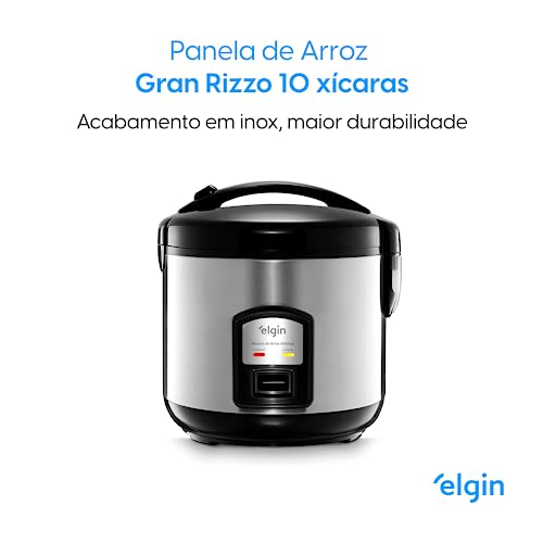 Panela de Arroz Elétrica Gran Rizzo 700W Elgin Antiaderente 10 Xícaras 110V com acessórios