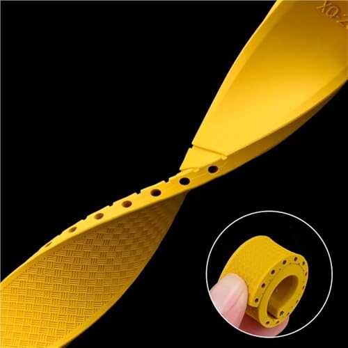 Correa de reloj de goma fluoruber de 20 mm con cierre desplegable amarillo moderno 4