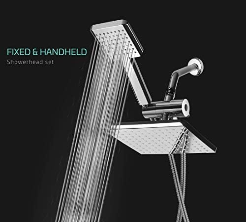 AMG and Enchante Accessories, Silicon Valley High Pressure Rainfall Shower Head Set (160 Jets - Combined) with Modern Design with Water Diverter and Hose, SH455A, Chrome Finish