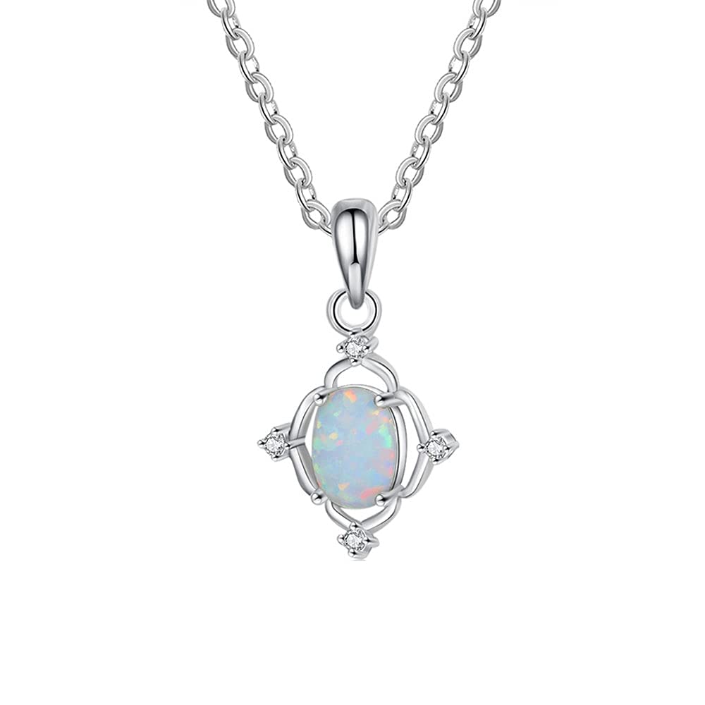 Collier chaîne géométrique d'exception avec opale ovale et zircons brillants - 5