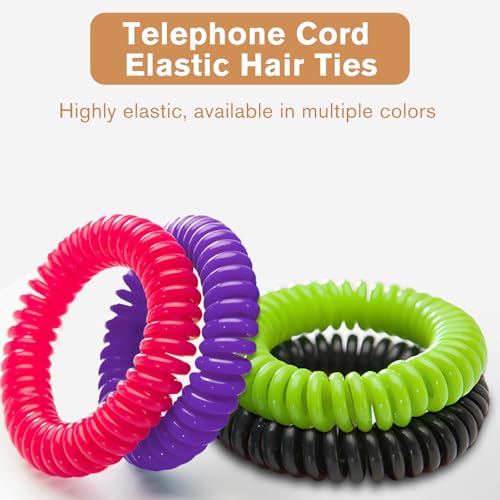 Image of 4-Pack 2 inch Spiral Wrist Coil with Steel Key Ring - Multi-Color Flexible Key Chain Bracelet, Stretches to 12 inch