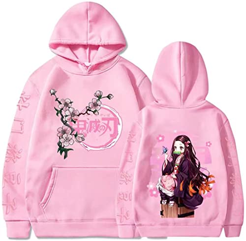 OLIPHEE Unisex Amantes del Anime Sudaderas con Capucha Tops de Anime Sudadera con Capucha (S,Rosado...