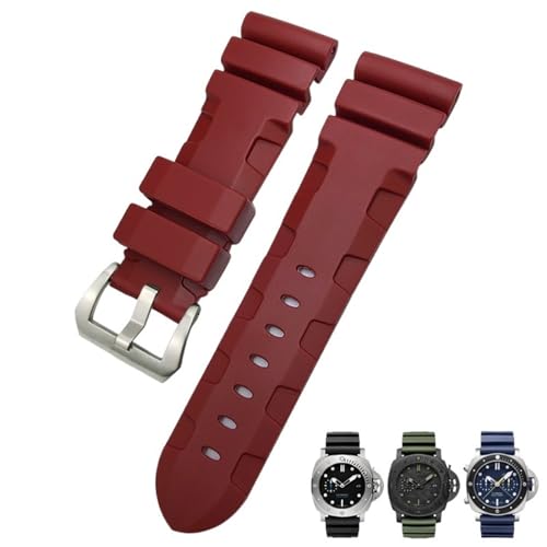 Bracelet silicone Panerai rouge et bleu 24mm pour montre PAM