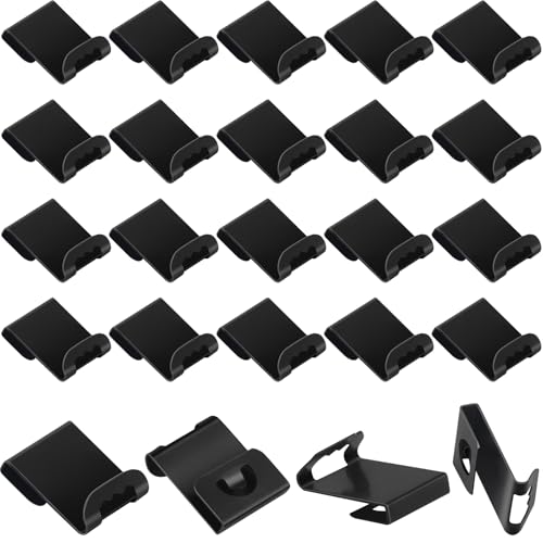 Poeland 20 PCS Photo Frame Hanging Clips, Clip Over Sawtooth Hanger for Hanging Picture Frames 2-3mm Board Album (Black)