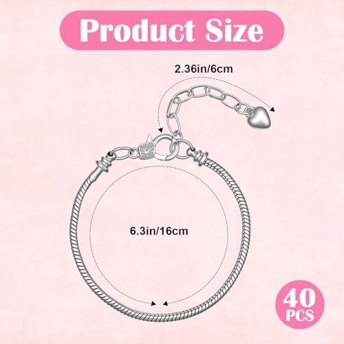 Giloaou 40 Pcs Snake Charm Bracelet Chain, Adjustable Snake Bracelet Chains with Lobster Clasp, DIY Jewelry Making Supplies for Women, 6.3 Inch by Giloaou - Used condition - Image 2