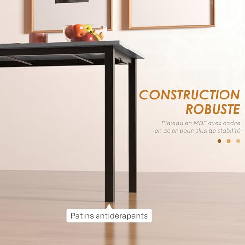 Table à manger extensible 6 pers. pliante MDF/acier HOMCOM