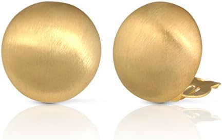 JanKuo Jewelry Matte Gold Round Clip On Earrings