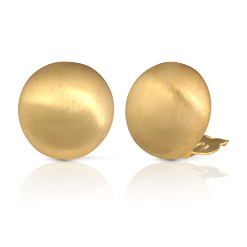 JanKuo Jewelry Matte Gold Round Clip On Earrings