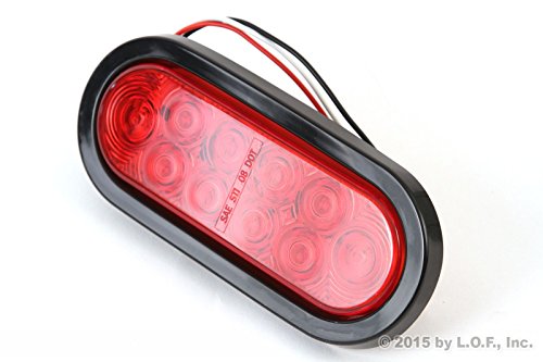 Red 6 Inch Oval Stop/Turn/Tail Light With 10 Led Diode - Dot Compliant - Sealed - Marine Waterproof - Great For Trucks And Trailers #TOP2