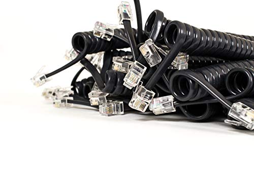 Wentronic - Cavo a spirale per cornetta del telefono 4P4C (2 connettori modulari RJ10), da 2 m, colore: nero