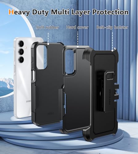 FNTCASE for Samsung Galaxy A16-5G Case: Dual Layer with Belt-Clip Holster Drop Protection Phone Case - Military Grade Shockproof Rugged Heavy Duty Protective Bumper Cell Cover (6.7 Inch/Black) - Thumbnail 3
