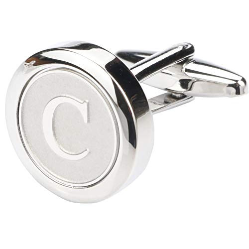 Mens Classic Stainless Steel Initial Cufflinks 26 Alphabet Initial Letter Cufflinks Business Wedding Shirts A-Z4