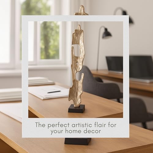 Escultura Moderna Metálica en Base Acrílica Dorada 32" miniatura 3
