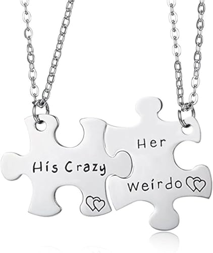 Collier de puzzle de couple gravé pour déclarer votre flamme unique
