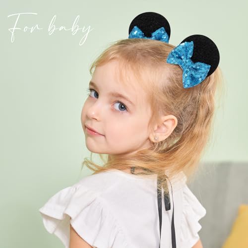 Choicbaby 12Pcs Baby Girl Clips Mouse Ears Clips Bows With Sequin Polka Dot Bow Baby Hair Clips Bows For Girls thumb #4