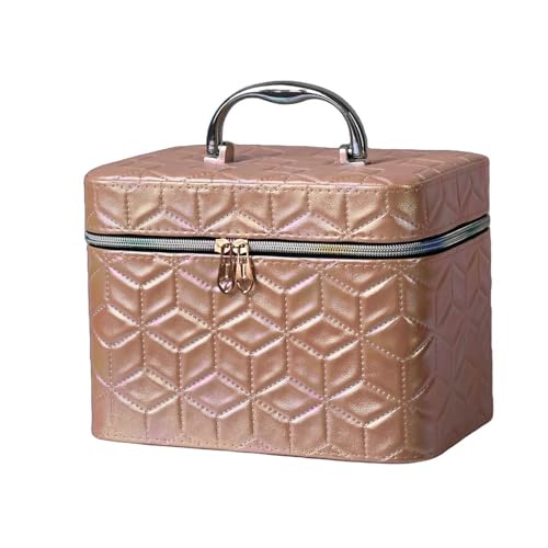 コスメボックス メイクボックス 化粧ボックス 大容量 鏡 鏡付き コスメ収納 化粧品 収納 ボックス おしゃれ 可愛い 使いやすい 【11345】 (14C/シャンパンゴールド, Lサイズ)