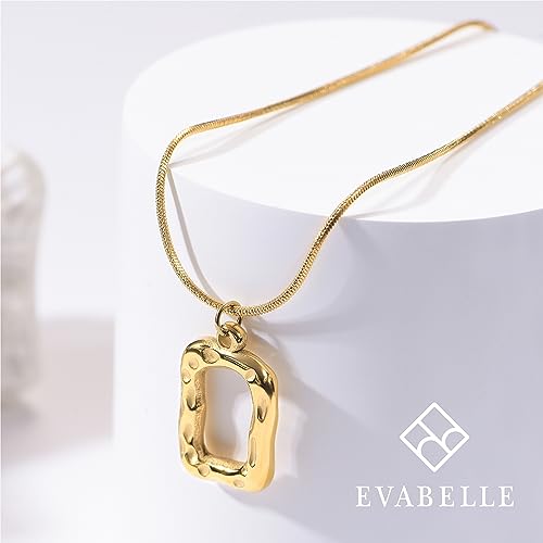 Evabelle Gold Layered Necklace for Women Trendy Jewelry 14K Real Gold Plated Chunky Chain Stackable Necklaces Dainty Choker Necklaces Rectangle Square Pendant2