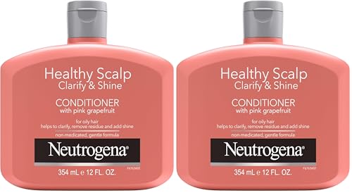 Neutrogena Exfoliating Healthy Scalp Clarify & Shine Conditioner for Oily Hair and Scalp,Anti-Residue Conditioner with Pink Grapefruit,Paraben & Phthalate-Free,Color-Safe,12oz,(Pack of 2)