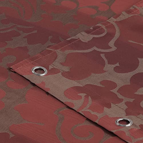 Mvsuta Contessa Farmhouse Burgundy Yarn Dyed Red Damask Boho Polyester Fabric Waterproof Jacquard Woven Handmade Tassel Fringe Border Trim Shower Curtain For Bathroom,72" W X 72" L #TOP2