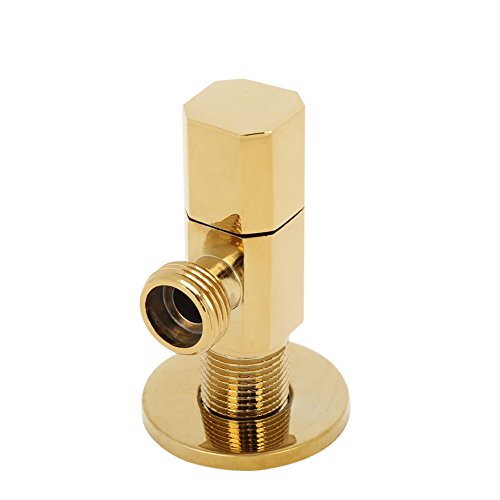 Robinet d'Arrêt Mural en Laiton, Vanne d'Angle pour Salle de Bain, Finition Dorée, Installation G1/2, 8,2 x 1,8 x 2 cm, pour Eau Chaude et Froide