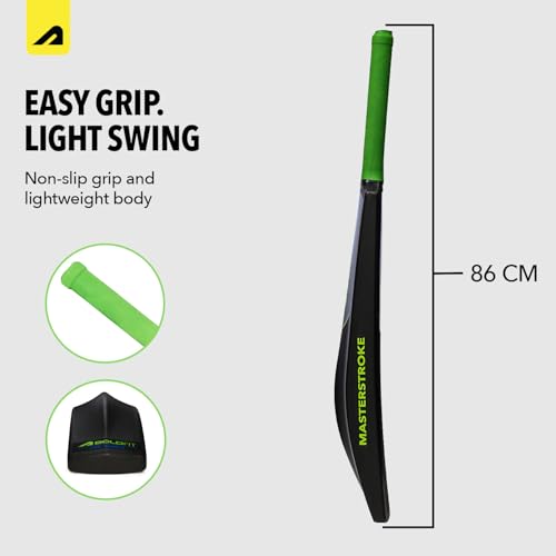 Image of Boldfit MasterStroke Plastic Cricket Bat Full Size Durable Bats for Tennis & Wind Ball Lightweight Adult & Teen Tournament Match Bat, Blue, Size 8