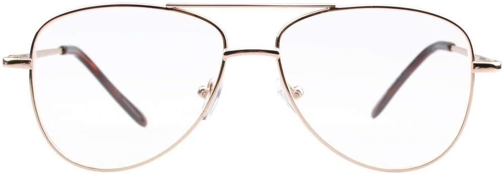 Black Friday - 80% OFF Eyekepper Pilot Style Metal Frame Spring Hinges Eyeglasses Gold