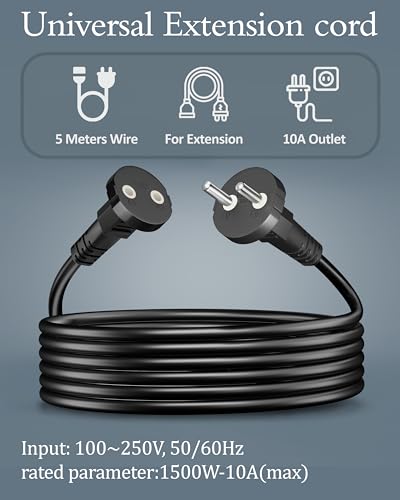 Image of FEDUS 5m Long 18AWG Heavy Duty Male to Female 2 Pin Power Extension Cord Wire, 10amp Indoor Outdoor Power Cord Extension Electrical Extender Power Cable for appliances, Electronics and Power Tools