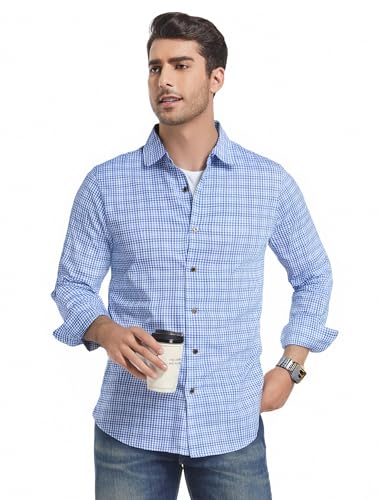 Esabel.C Mens Dress Shirts Wrinkle Free Long Sleeve Print Formal Business Casual Button Down Shirts4