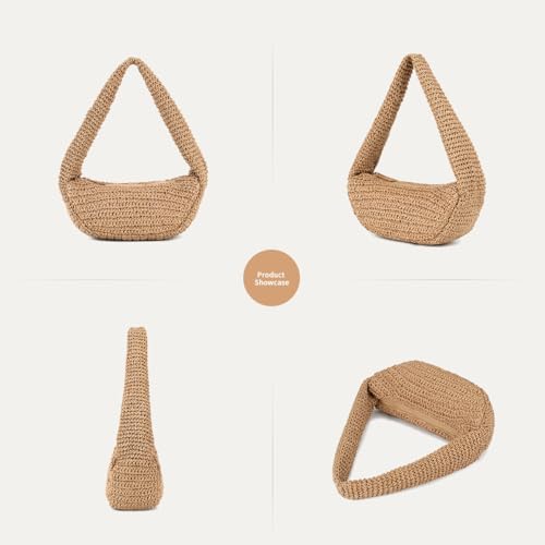 Bolso tejido de paja para mujer, estilo hobo miniatura 6