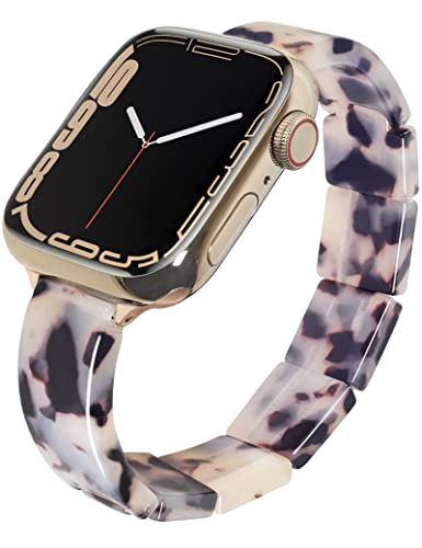 Unilily Tortoise Shell Watch Band For Apple Watch Bands 40Mm For Women, Resin Slim Stretchy Watch Band Bracelet For Iwatch 38Mm 41Mm Strap Series 8 Se #TOP17