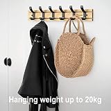 Anjuer Wieszak na ubrania, 6 aktywnych haczyków, obciążenie do 20 kg, bambus