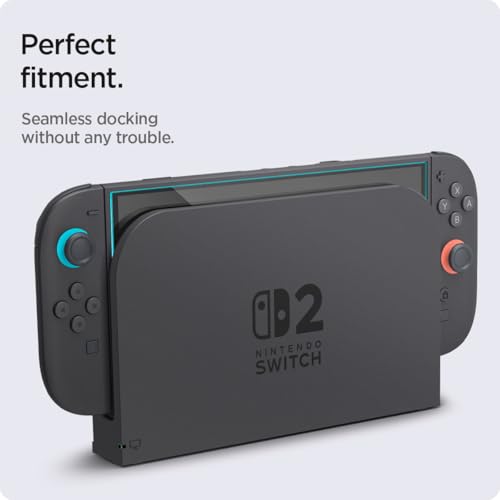 spigen tempered glass screen protector glastr ez fit designed for nintendo switch 2 2025 - 2 pack
