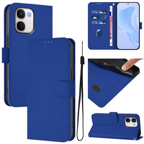 �X�}�z�P�[�X �Ή��@�� for Vivo Y500i / Y31d / Y51 Pro/iQOO Z11x / T5x �X�}�z�P�[�X�y�J�[�h�z���_�[�E�E�H���b�g�E�}�O�l�b�g�o�b�N���E�t���b�v�E�X�^���h�@�\�t���zDarkBlue