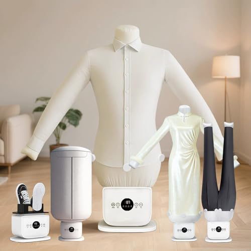 RUODATONLY Manichino Stira Camicie,Asciugatrice e Ferro da Stiro ad Aria Calda Automatici,per Camicie e Pantaloni di Tutte Le Taglie,Calore e Timer Regolabili,1400W