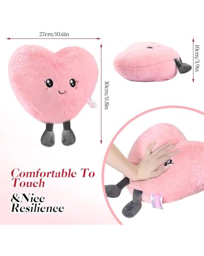 Image of Heart Shape Soft Toy Pillow for Kids & Girlfriend | Ultra Soft Plush Heart Cushion Teddy | Cute Smiley Romantic Gift for Birthday, Valentine, Anniversary | Pink Heart Plush Toy